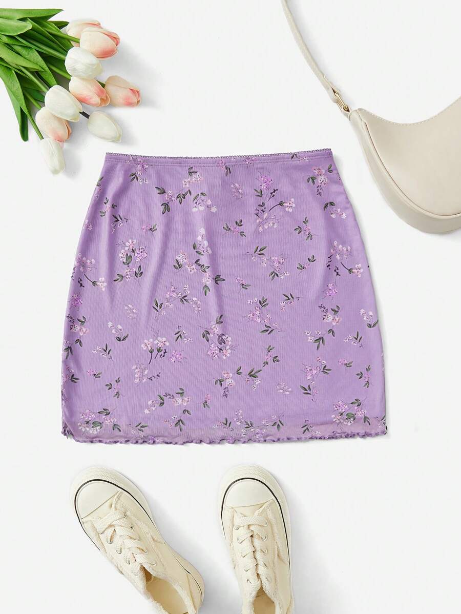Soleia Váy nữ Xù nhỏ Họa tiết hoa Boho - Màu Lilac Tím - Xem 1