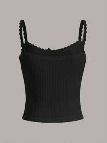 SHEIN MOD Summer Going Out Solid Lace Solid Bow Detail Cable Cami Top