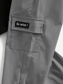 SHEIN 男童字母圖形t恤和翻蓋口袋貨物褲 - 彩色 - 查看 4