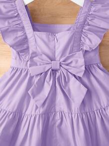 SHEIN Baby Ruffle Trim Solid Dress - Lilac Purple - View 3