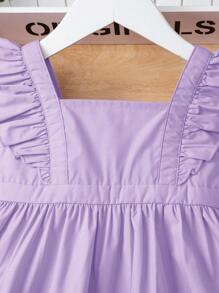SHEIN Baby Ruffle Trim Solid Dress - Lilac Purple - View 5