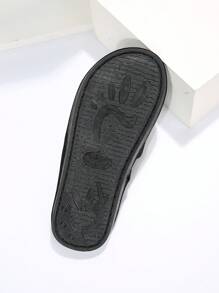 女式水鑽眼睛裝飾臥室拖鞋，時尚室內家居拖鞋 - 黑色 - 查看 6