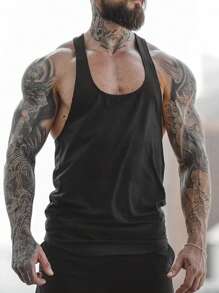 Manfinity Fitness Áo thun nam hình chữ cái Racerback thể thao Tank Top tập luyện Top Pack Tank Top - màu đen - Xem 2