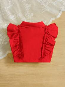 SHEIN Đứa bé gái Giải trí Đơn giản Áo sơ mi Thích hợp Cho mùa hè - Đỏ - Xem 2