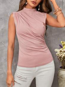 SHEIN Privé Áo khoác và áo lót dành cho xe tăng nữ Xù màu trơn Giải trí - Màu Hồng baby - Xem 5