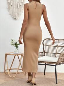 SHEIN Maternity Split Hem Dress - Apricot - View 2