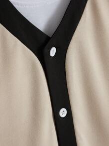 Manfinity Homme Men Crown & Letter Graphic Raglan Sleeve Colourblock Shirt Without Tee - Multicolor - View 3