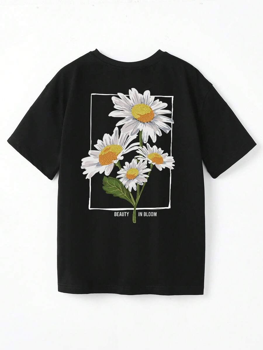 Tops con gái Hoa Lá thư Giải trí - màu đen - Xem 1