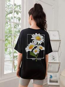 Tops con gái Hoa Lá thư Giải trí - màu đen - Xem 3