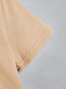 SHEIN Boys Letter Patched Detail Tee & Shorts - Apricot - View 3