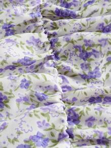 SHEIN MOD Vestido de tirantes floral fruncido bajo con fruncido - Morado - Ver 3