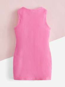 SHEIN Baby Colourblock Ribbed Knit Tank Dress - Lilac Purple - View 2