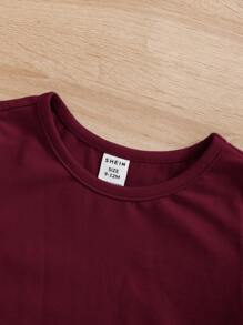 SHEIN Đứa bé trai Áo phông trơn & Quần short thể thao - Màu Tím - Xem 4