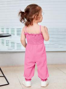 SHEIN 嬰兒褶邊吊帶連體褲 - 粉色 - 查看 2