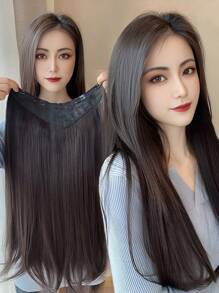 直發長款合成纖維假髮片適合女士接髮