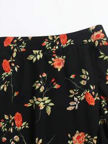 SHEIN LUNE Váy Plus Size Viên lá sen Trọn gói Tất cả trên in Thực vật Boho - màu đen - Xem 4