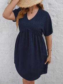 Đầm Plus Size màu trơn Giải trí - Màu xanh hải quân - Xem 1