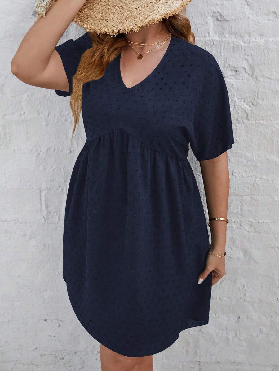Đầm Plus Size màu trơn Giải trí - Màu xanh hải quân - Xem 1