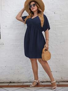 Đầm Plus Size màu trơn Giải trí - Màu xanh hải quân - Xem 4