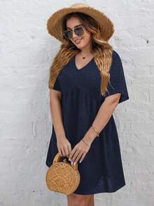 Đầm Plus Size màu trơn Giải trí - Màu xanh hải quân - Xem 5
