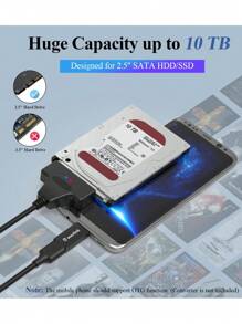 Cable convertidor de SATA a USB 3.0 para discos duros HDD y unidades SSD de 2.5 pulgadas, con velocidad de hasta 5Gbps para uso externo - Negro - Ver 2