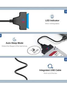 Cable convertidor de SATA a USB 3.0 para discos duros HDD y unidades SSD de 2.5 pulgadas, con velocidad de hasta 5Gbps para uso externo - Negro - Ver 5