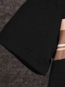 SHEIN 年輕男孩格子字母印花t恤短褲帽子套裝