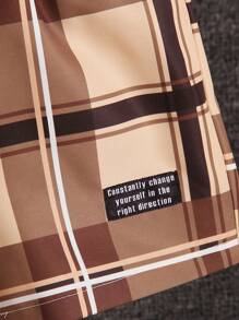 SHEIN 年輕男孩格子字母印花t恤短褲帽子套裝