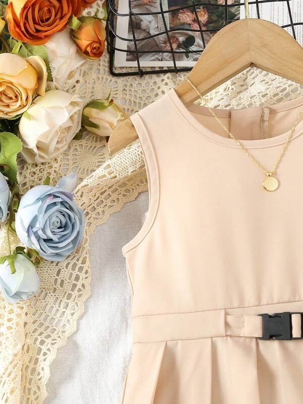 SHEIN Kids EVRYDAY New Summer Young Girls' Vest Dress Preppy Style