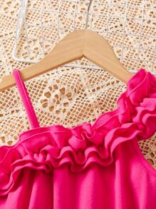 SHEIN Đầm Gái Bất đối xứng Xù Hoa Dễ thương - Nhiều màu - Xem 3