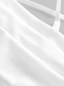 SHEIN MOD cổ áo xếp nếp Cami ngọn & Lưới Áo nịt ngực Kết cấu Váy - trắng - Xem 3