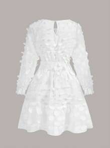 SHEIN MOD Đầm Đề can Thắt lưng Viên lá sen màu trơn Boho - trắng - Xem 2