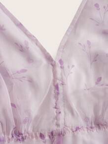 GENKIRA 印花蝴蝶結細節網紗覆蓋連衣裙 - 彩色 - 查看 4