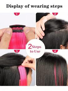 6 Cái kẹp màu hồng trong phần mở rộng tóc 22 inch Bộ tóc tổng hợp thẳng - Hồng - Xem 8