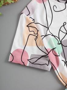 SHEIN EZwear 抽象人物圖案T恤 - 彩色 - 查看 5