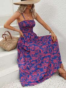 Allover Floral Print Cami Dress - Blue - View 2