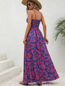 Allover Floral Print Cami Dress - Blue - View 3