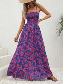 Allover Floral Print Cami Dress - Blue - View 4