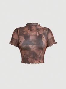 SHEIN MOD áo nữ kích thước lớn Xù nhỏ Con số Hoa Giải trí - Nhiều màu - Xem 1