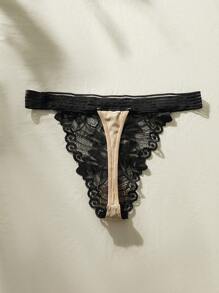 Set de lencería con encaje floral - Negro - Ver 3