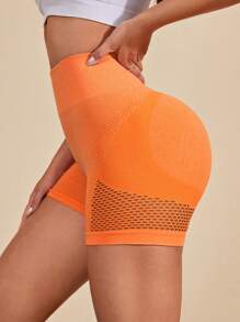 Quần Shorts Thể thao Nữ Cắt ra màu trơn - trái cam - Xem 1