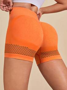 Quần Shorts Thể thao Nữ Cắt ra màu trơn - trái cam - Xem 2