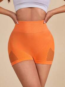 Quần Shorts Thể thao Nữ Cắt ra màu trơn - trái cam - Xem 4