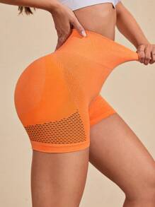 Quần Shorts Thể thao Nữ Cắt ra màu trơn - trái cam - Xem 6