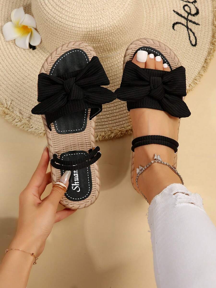 Giày sandal đế bệt thời trang phù hợp cho nữ - màu đen - Xem 1