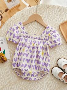 Peninsula Baby Baby Girls' Printed Bodysuit With Short Sleeves, Casual Style For Summer - Apricot - View 1