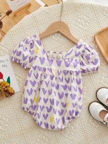 Peninsula Baby Baby Girls' Printed Bodysuit With Short Sleeves, Casual Style For Summer - Apricot - View 2