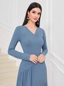 Mulvari Đầm Đắp vá Xù Lá thư Giải trí - Màu xanh lam - Xem 5