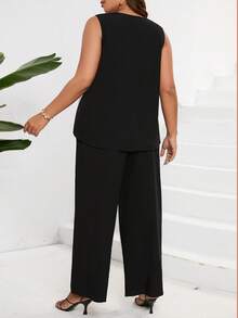 EMERY ROSE Bộ thời trang Plus Size Hoa Giải trí - Đen và trắng - Xem 2