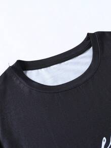 Manfinity Homme Hombres Camiseta con estampado de letra & Shorts con cordón en la cintura - Multicolor - Ver 4